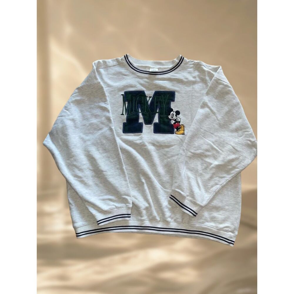 Vintage 90s Disney Store Mickey Mouse Collegiate Embroidered Crewneck Sweatshirt